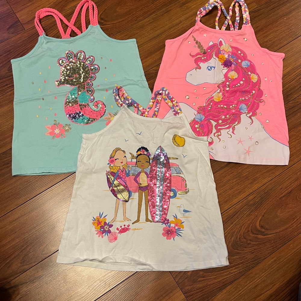 Tommy Bahama Kids' Pink, White, and Green Graphic Tank Tops